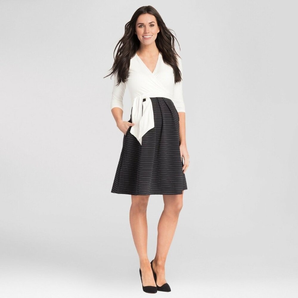 Lilac Maternity & Nursing Cross Over V- Neck Front Tie W/ Pockets Dress